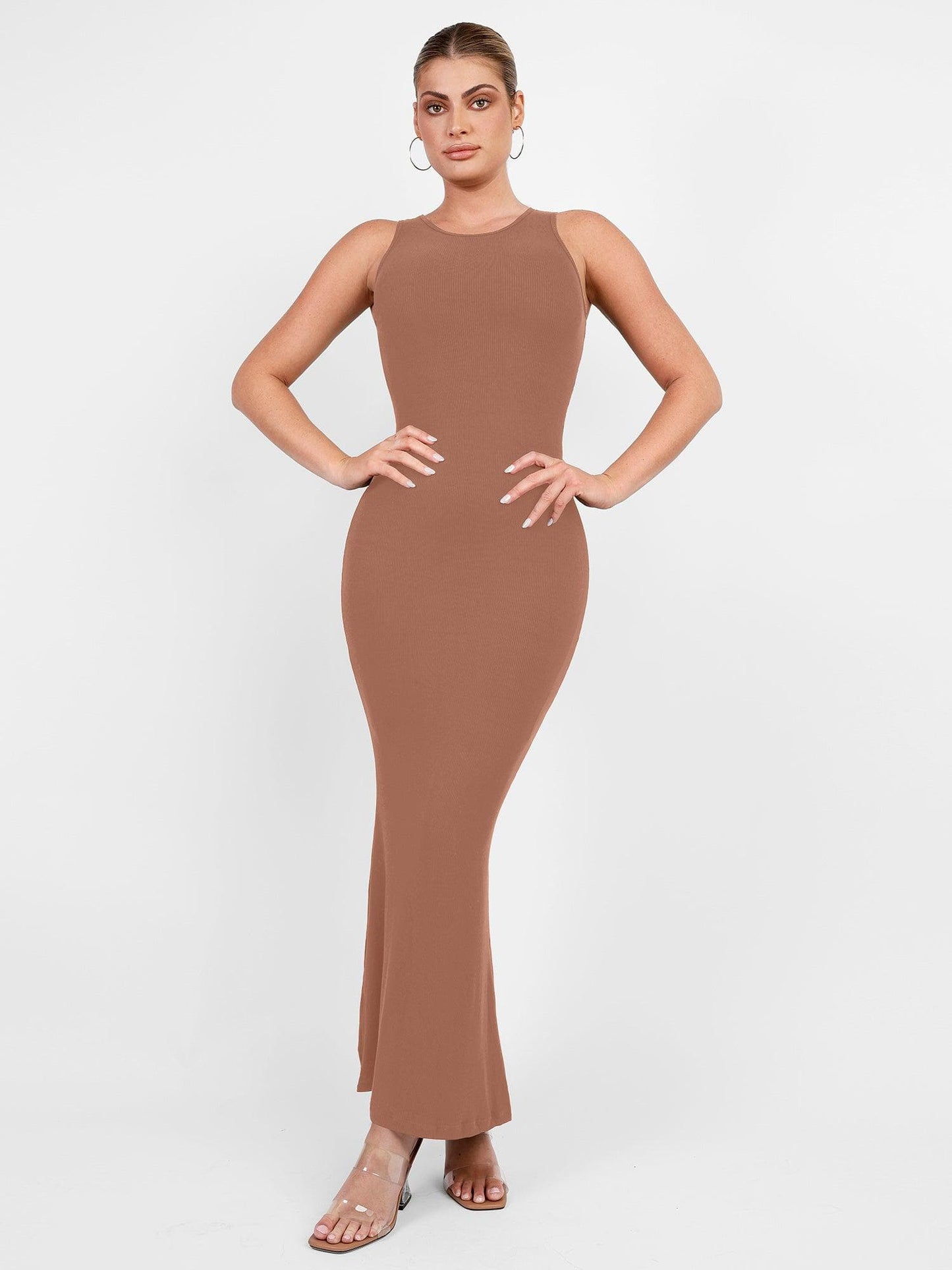 🔥Flash Sale⚡Shapewear Modal Sleeveless Crew Neck Slimming Maxi Dress