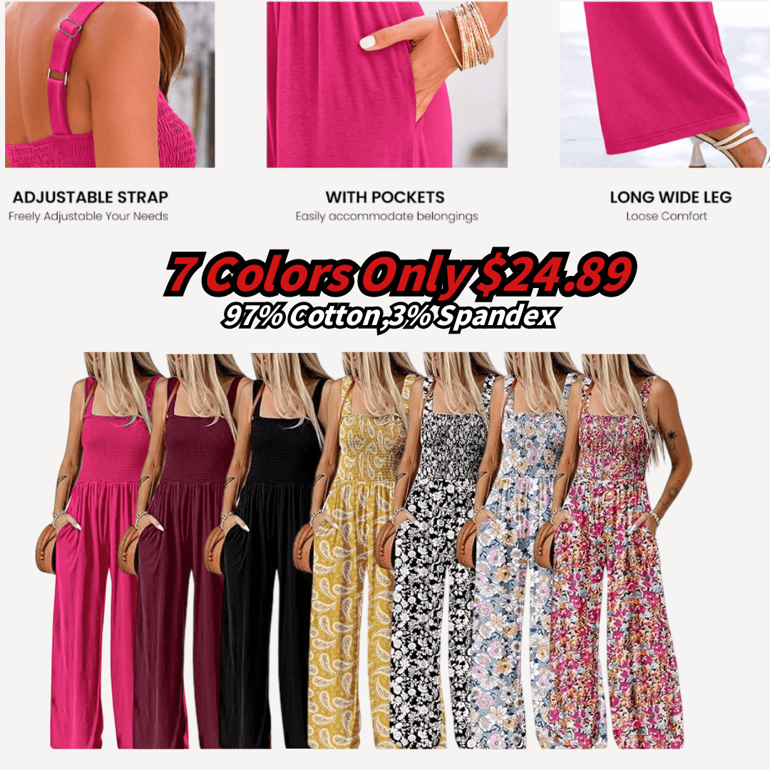 🔥Women's Sleeveless Jumpsuit with Pockets and adjustable straps/🎯Made in USA