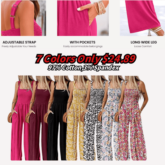 🔥Women's Sleeveless Jumpsuit with Pockets and adjustable straps/🎯Made in USA
