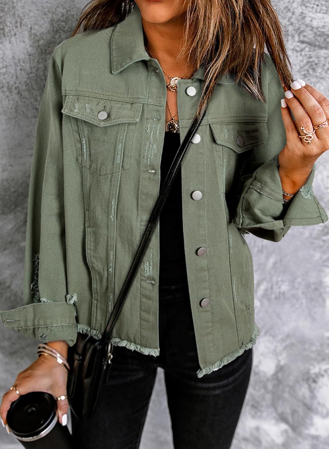 Womens Boyfriend Washed Crop Denim Jean Jacket Coat