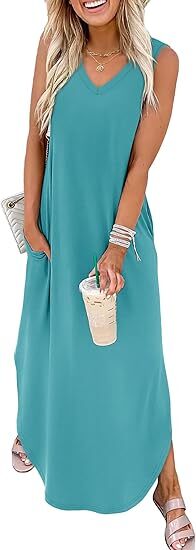 Summer Dresses Maxi Dress Vacation Beach Sundresses 2025 with Pockets Womenswear Flowy