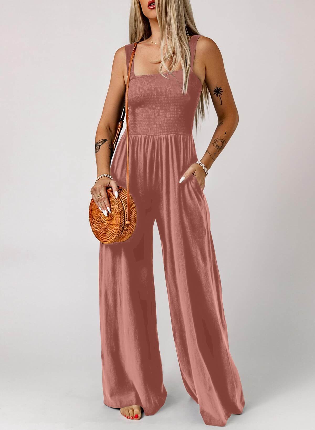 🔥Women's Sleeveless Jumpsuit with Pockets and adjustable straps/🎯Made in USA