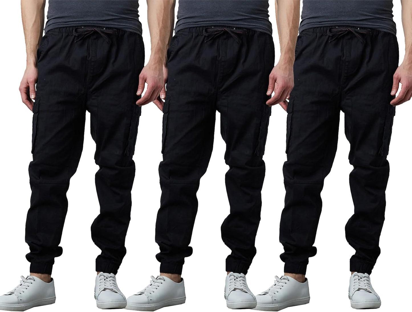 3-Pack Men's Cotton Flex Stretch Cargo Combat Jogger Pants
