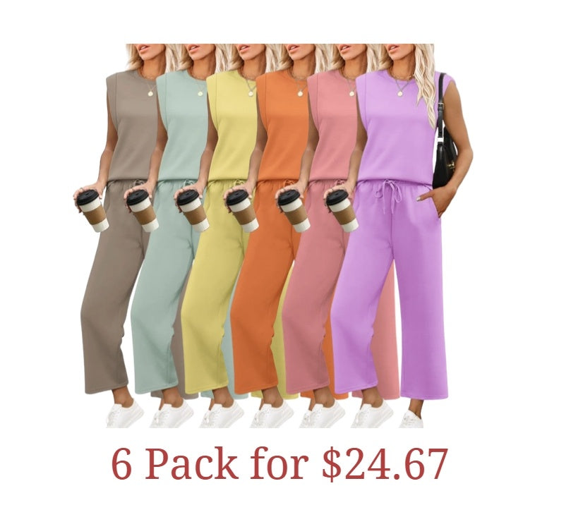 🔥Last Day Sale🔥6 pack for $24.67-Two Piece Sets for Women Spring/Summer Lounge Sets/made in USA