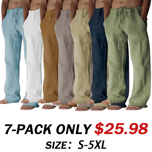Men's Trousers Summer Pants Baggy Pants Beach Pants Casual Pants Drawstring Front Pocket Straight Leg Plain Comfort Soft Full Length Yoga Holiday Beach Fashion Hawaiian