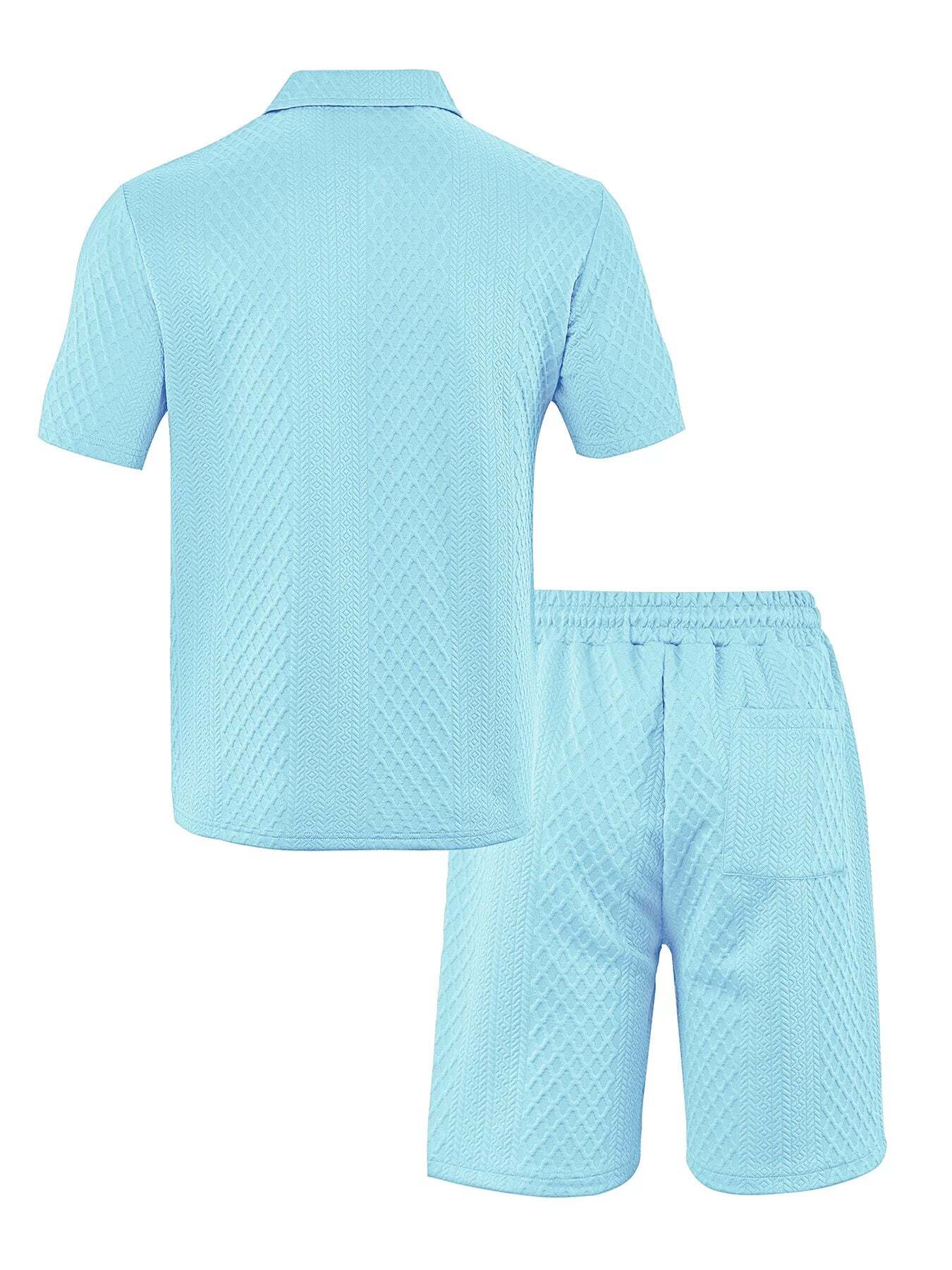 7 Packs Men's casual sports lapel jacquard texture polo shirt set