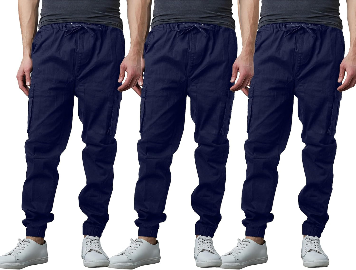3-Pack Men's Cotton Flex Stretch Cargo Combat Jogger Pants