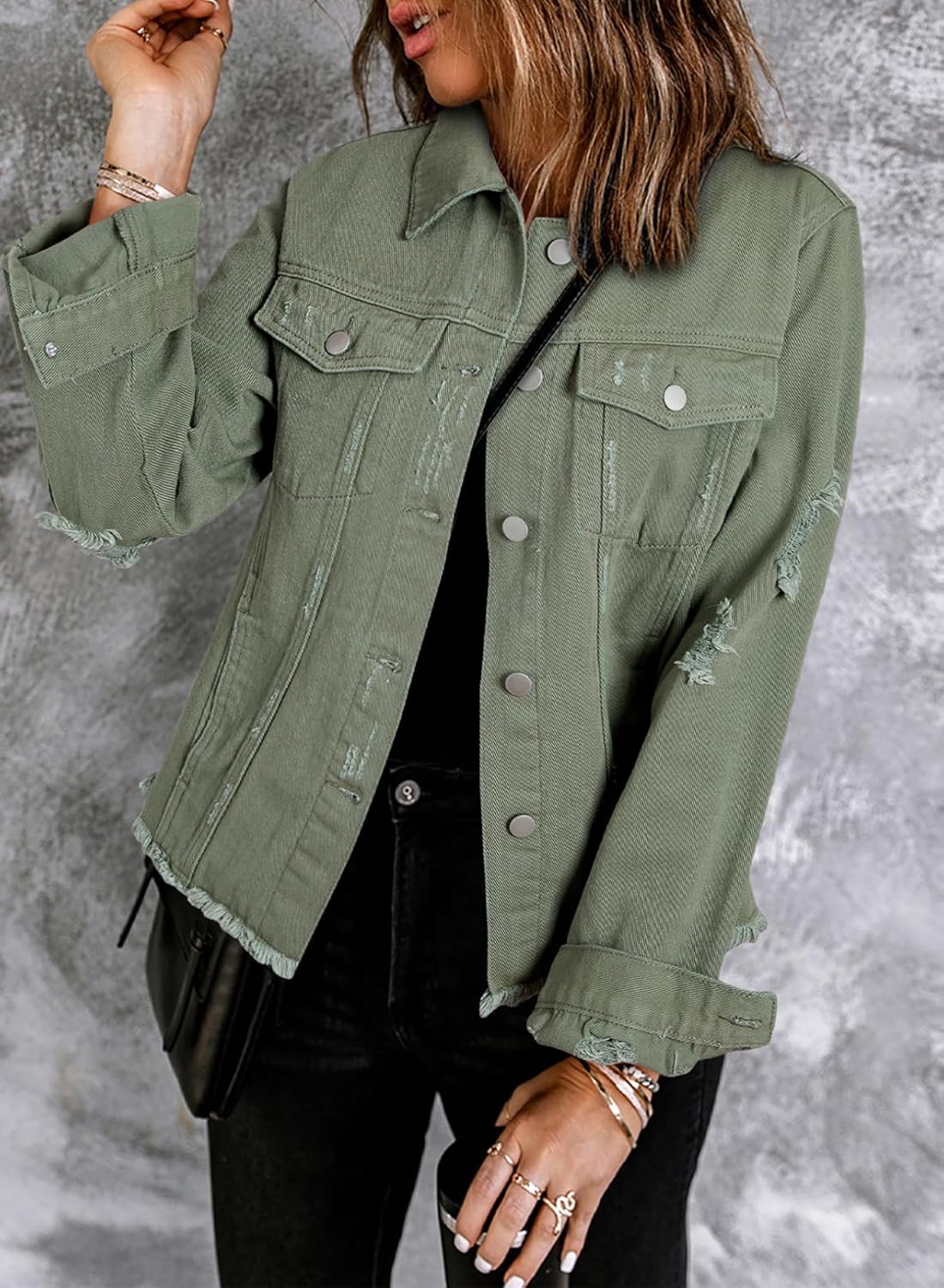 Womens Boyfriend Washed Crop Denim Jean Jacket Coat