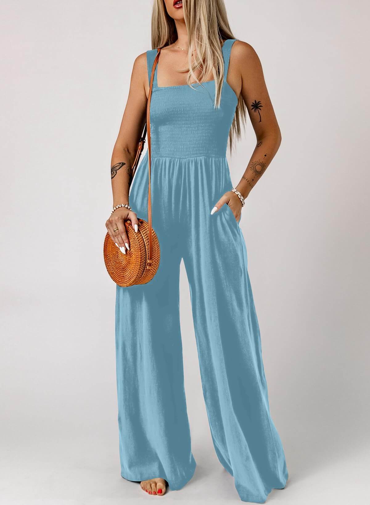 🔥Women's Sleeveless Jumpsuit with Pockets and adjustable straps/🎯Made in USA
