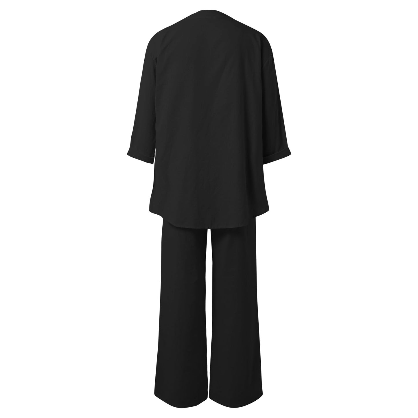 Women's Two Piece 2025 Lapel Long Sleeved Shirt Spring Summer Casual Solid Pants Wide Leg Two Piece Suit Women's Fashion Business Suit Two Piece Pants Set Women Trousers Suit Outfits for Women Girls