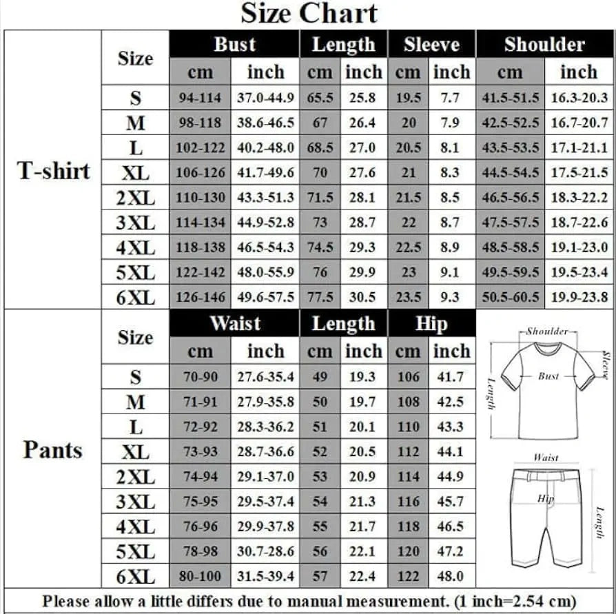 [S-6XL] Men's Solid Tee & Cargo Shorts Set