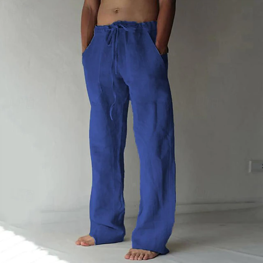 Men's Trousers Summer Pants Baggy Pants Beach Pants Casual Pants Drawstring Front Pocket Straight Leg Plain Comfort Soft Full Length Yoga Holiday Beach Fashion Hawaiian