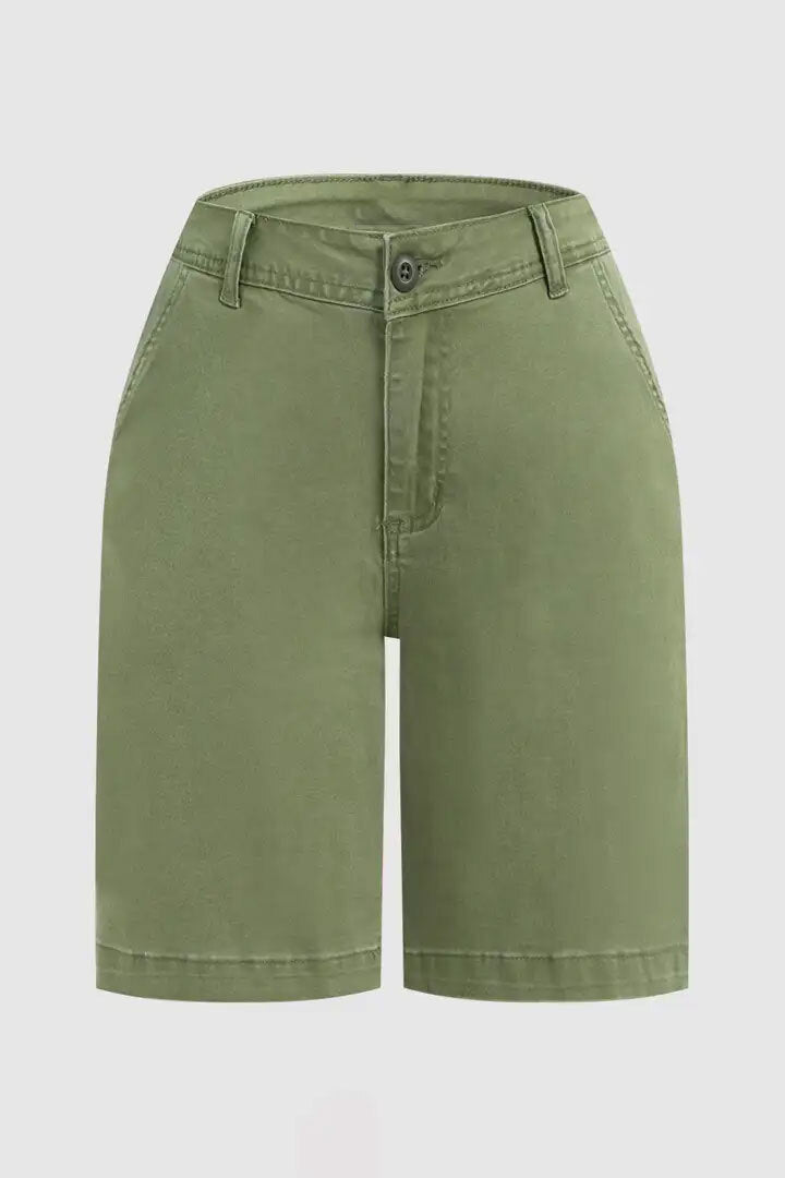 Solid Mid Waist Mid Thigh Shorts🔥🔥