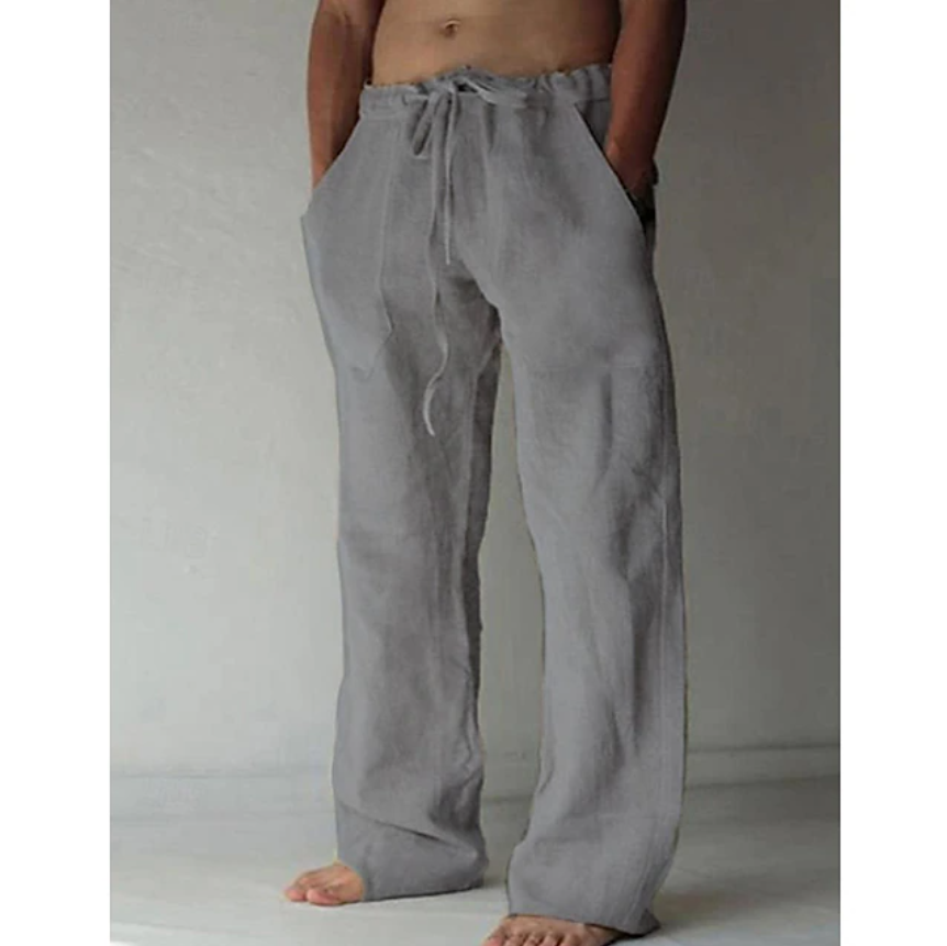 Men's Trousers Summer Pants Baggy Pants Beach Pants Casual Pants Drawstring Front Pocket Straight Leg Plain Comfort Soft Full Length Yoga Holiday Beach Fashion Hawaiian