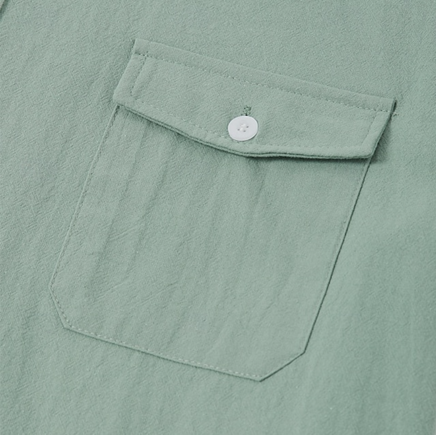 Men's Shirt Linen Shirt Summer Shirt Beach Shirt Sleeve Fold-over Collar Spring & Summer Clothing Apparel Pocket