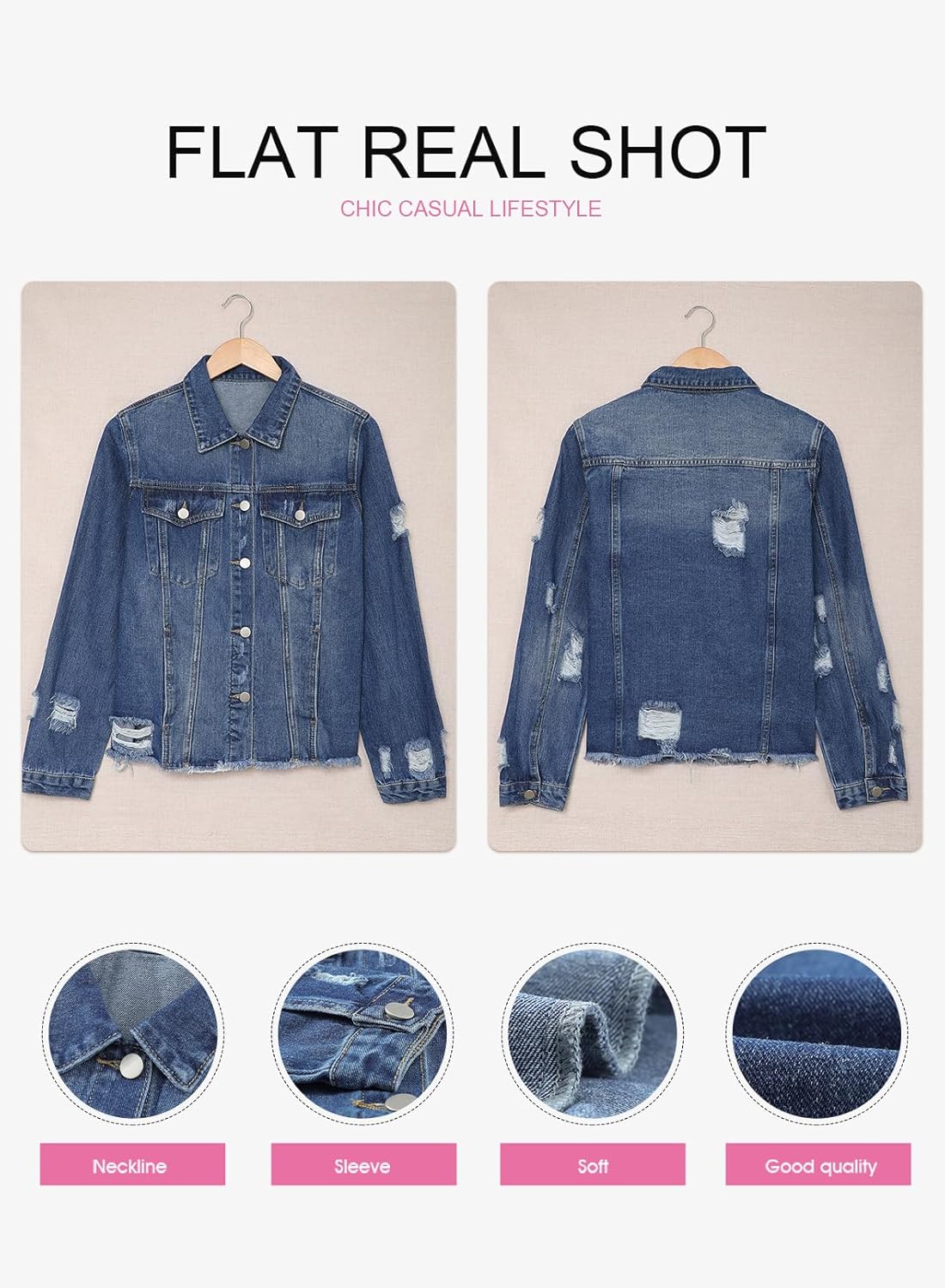 Womens Boyfriend Washed Crop Denim Jean Jacket Coat