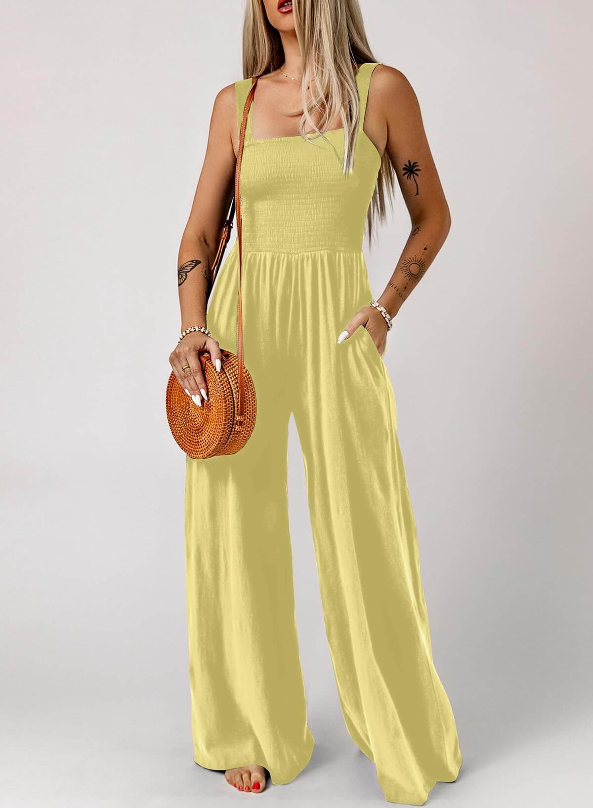 🔥Women's Sleeveless Jumpsuit with Pockets and adjustable straps/🎯Made in USA