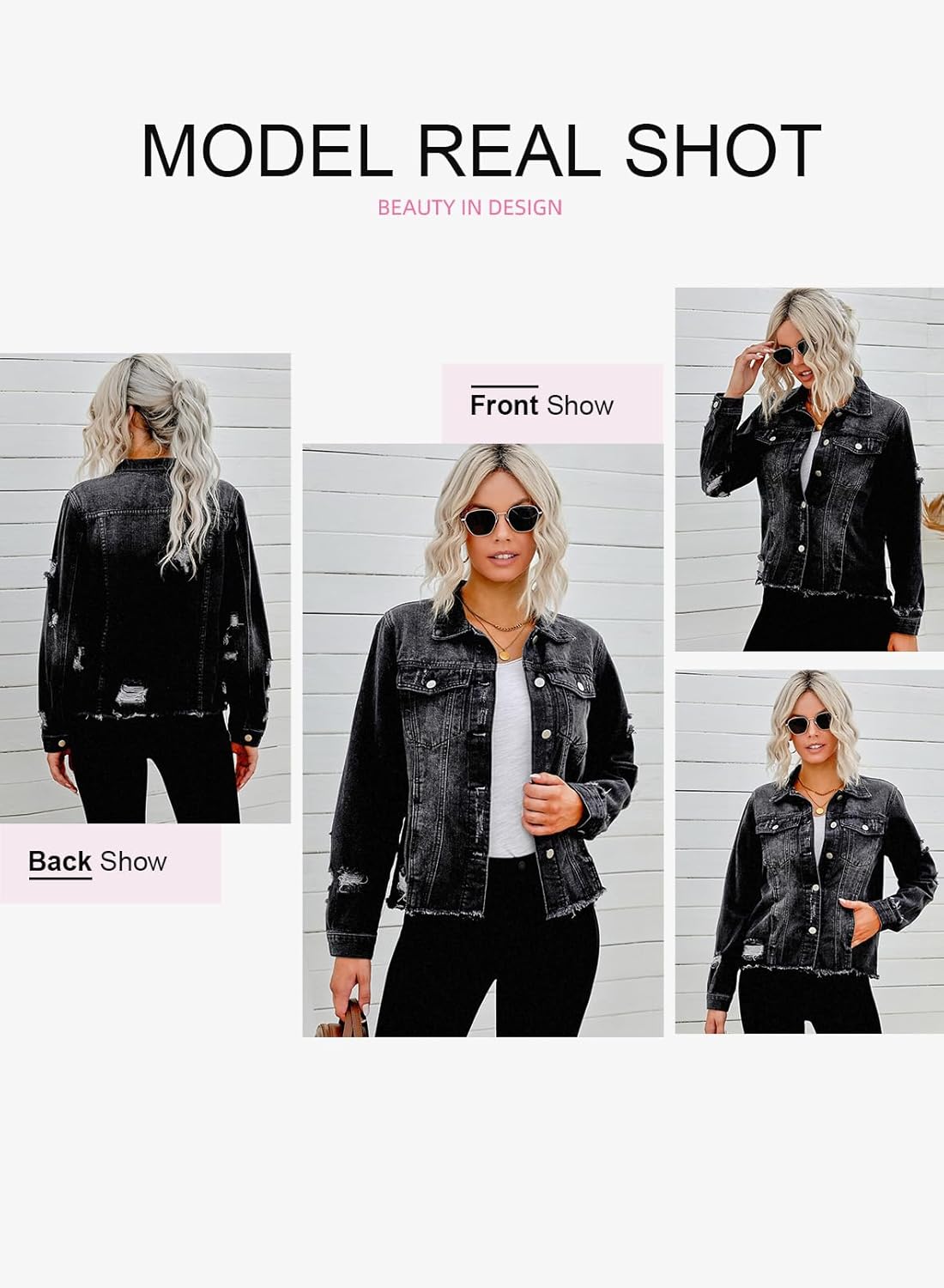Womens Boyfriend Washed Crop Denim Jean Jacket Coat