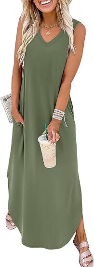 Summer Dresses Maxi Dress Vacation Beach Sundresses 2025 with Pockets Womenswear Flowy