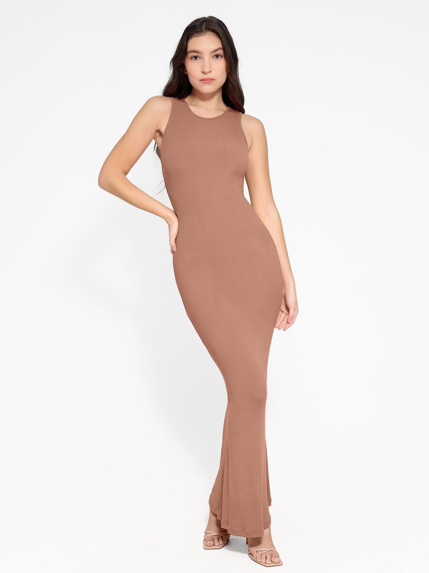 🔥Flash Sale⚡Shapewear Modal Sleeveless Crew Neck Slimming Maxi Dress