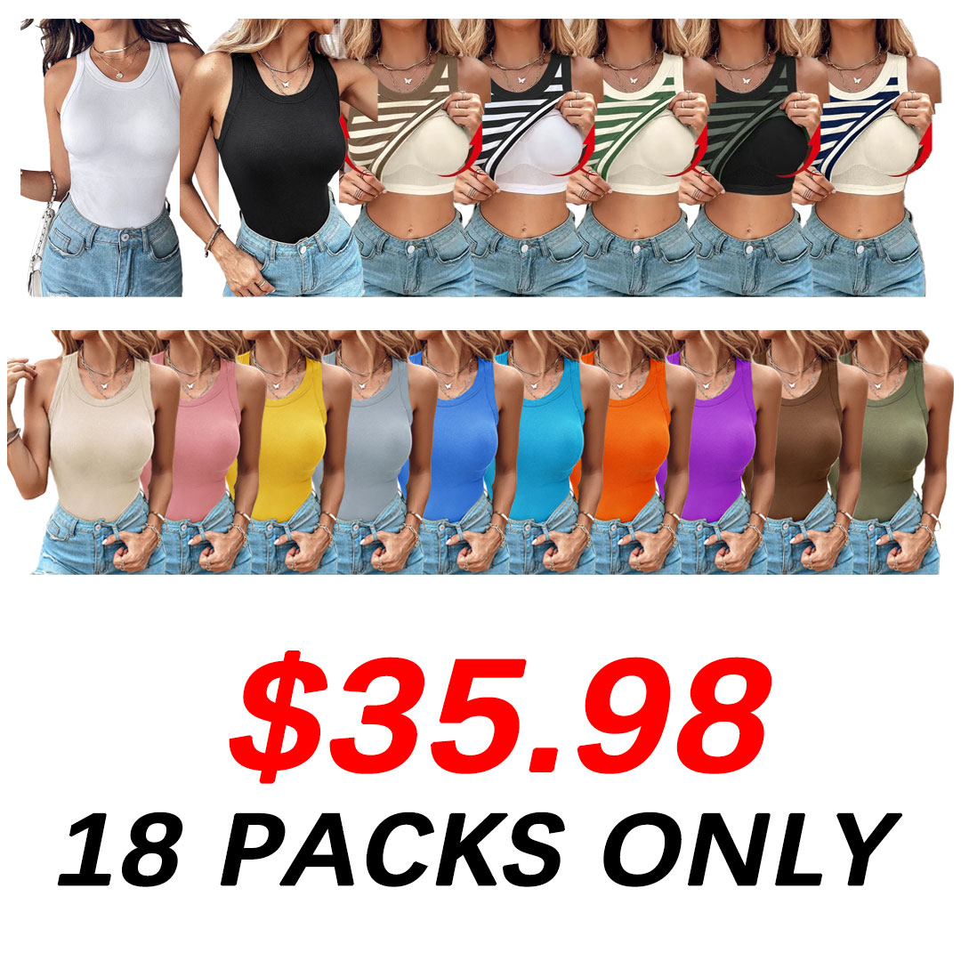 Round Neck Built-in Bra Ribbed Tank Top