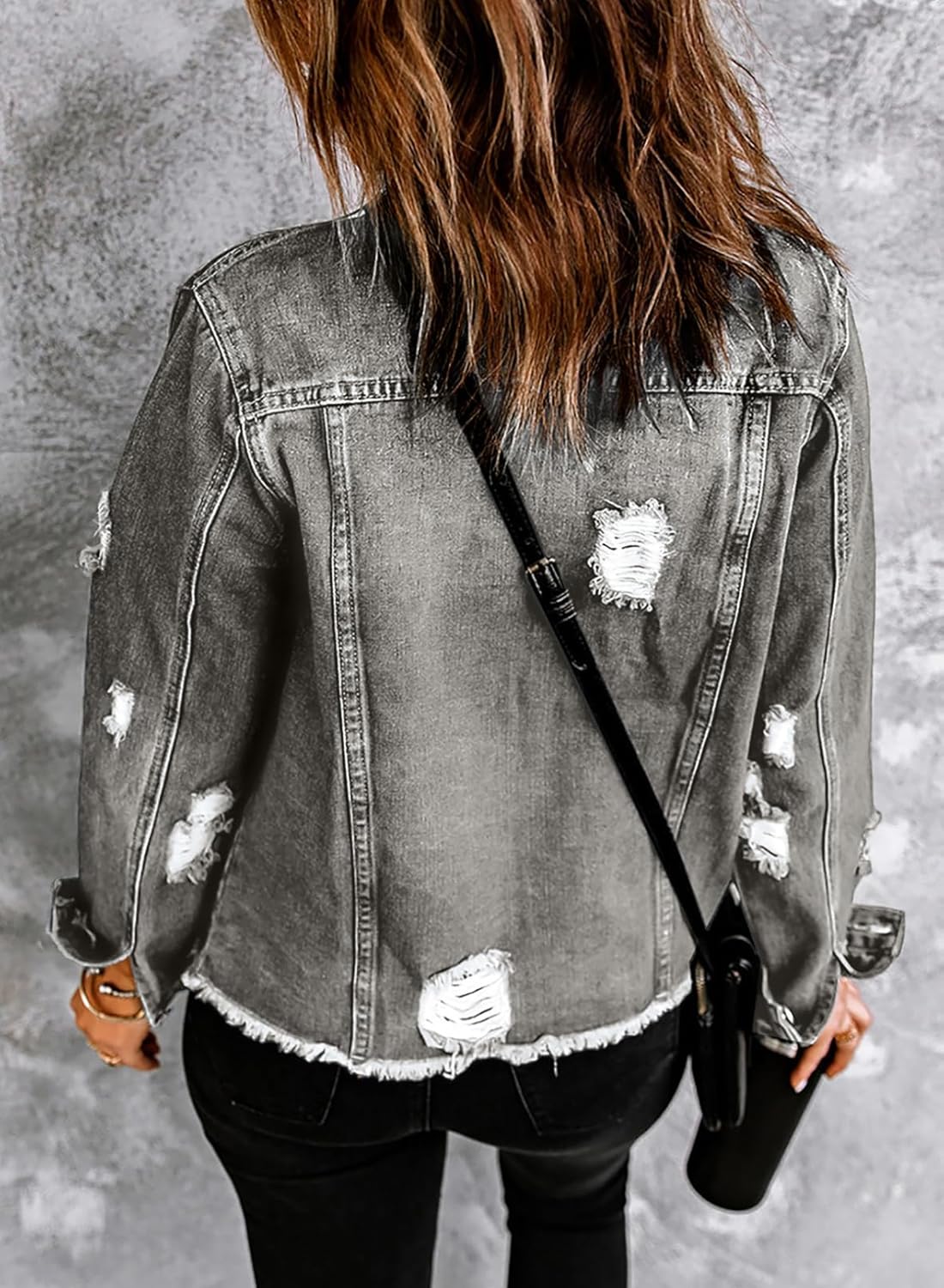 Womens Boyfriend Washed Crop Denim Jean Jacket Coat