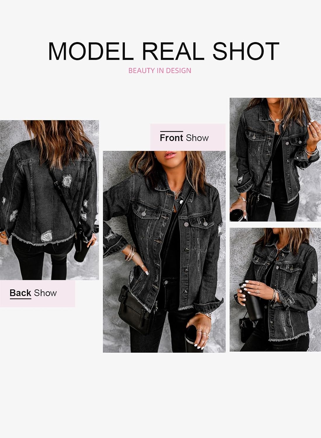 Womens Boyfriend Washed Crop Denim Jean Jacket Coat