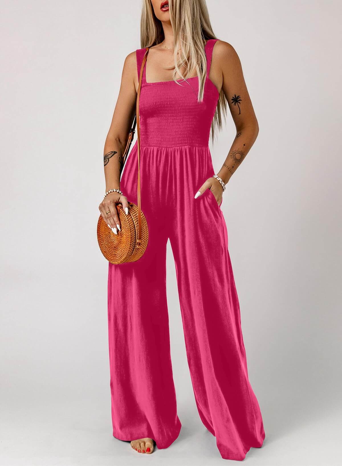 🔥Women's Sleeveless Jumpsuit with Pockets and adjustable straps/🎯Made in USA