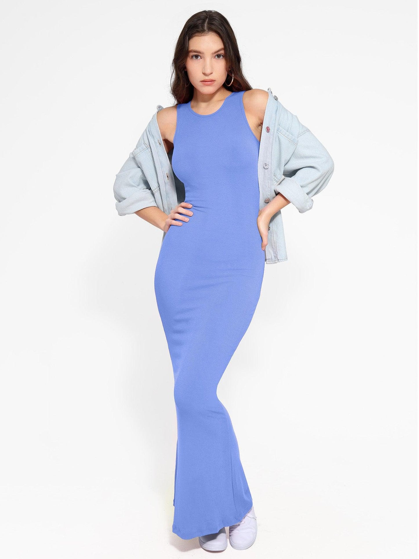 🔥Flash Sale⚡Shapewear Modal Sleeveless Crew Neck Slimming Maxi Dress