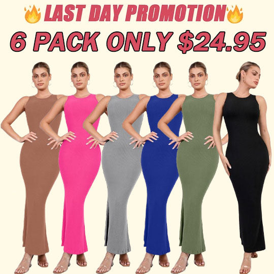 🔥Flash Sale⚡Shapewear Modal Sleeveless Crew Neck Slimming Maxi Dress