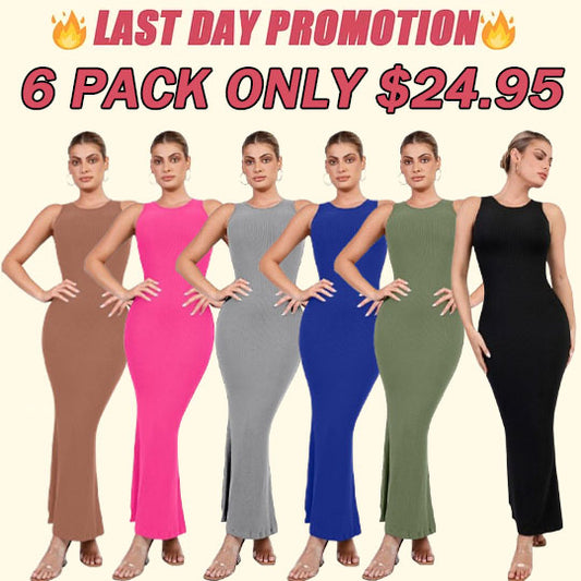 🔥Flash Sale⚡Shapewear Modal Sleeveless Crew Neck Slimming Maxi Dress