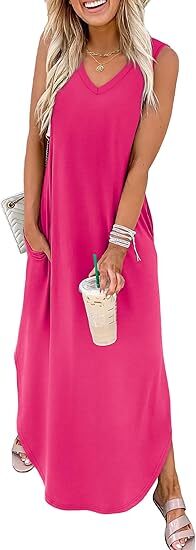 Summer Dresses Maxi Dress Vacation Beach Sundresses 2025 with Pockets Womenswear Flowy