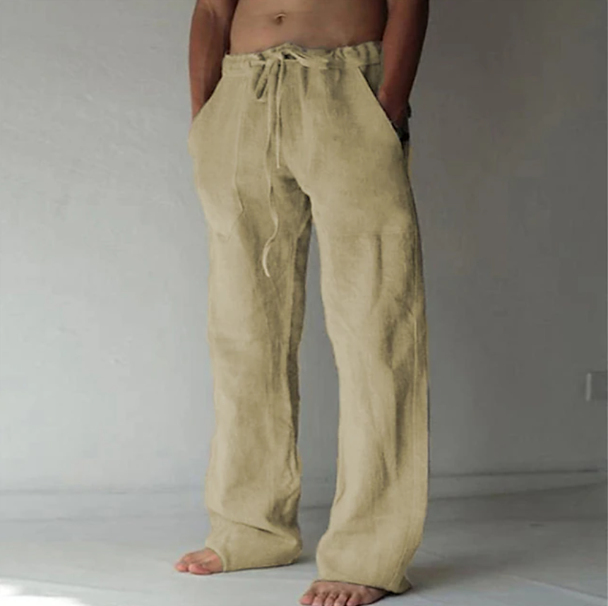 Men's Trousers Summer Pants Baggy Pants Beach Pants Casual Pants Drawstring Front Pocket Straight Leg Plain Comfort Soft Full Length Yoga Holiday Beach Fashion Hawaiian