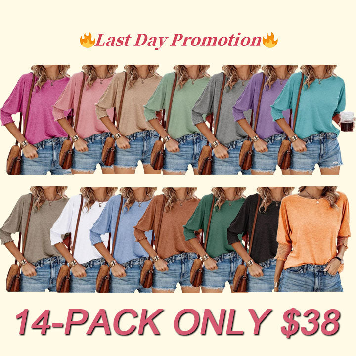 Women's 2025 Fashion Tops 3/4 Sleeve T-Shirts Cute Crewneck Basic Business Tees