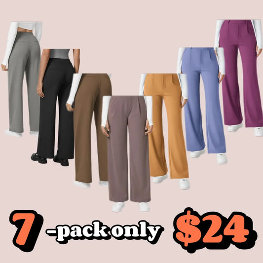 High Waisted Plicated Side Pocket Straight Leg Work Pants