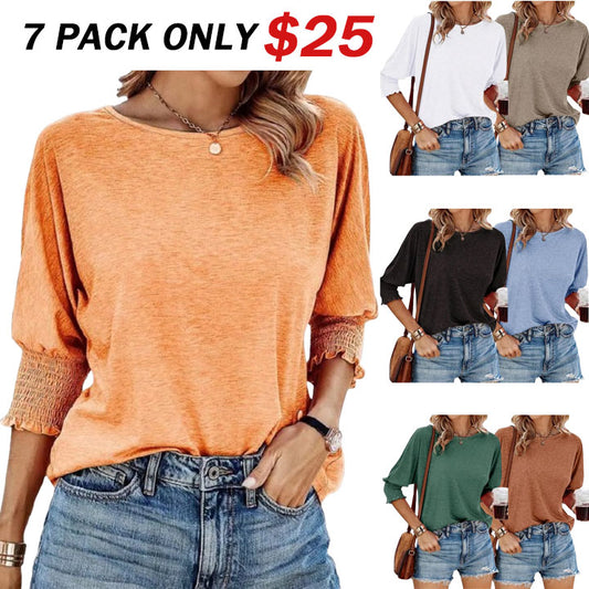 Women's 2025 Fashion Tops 3/4 Sleeve T-Shirts Cute Crewneck Basic Business Tees