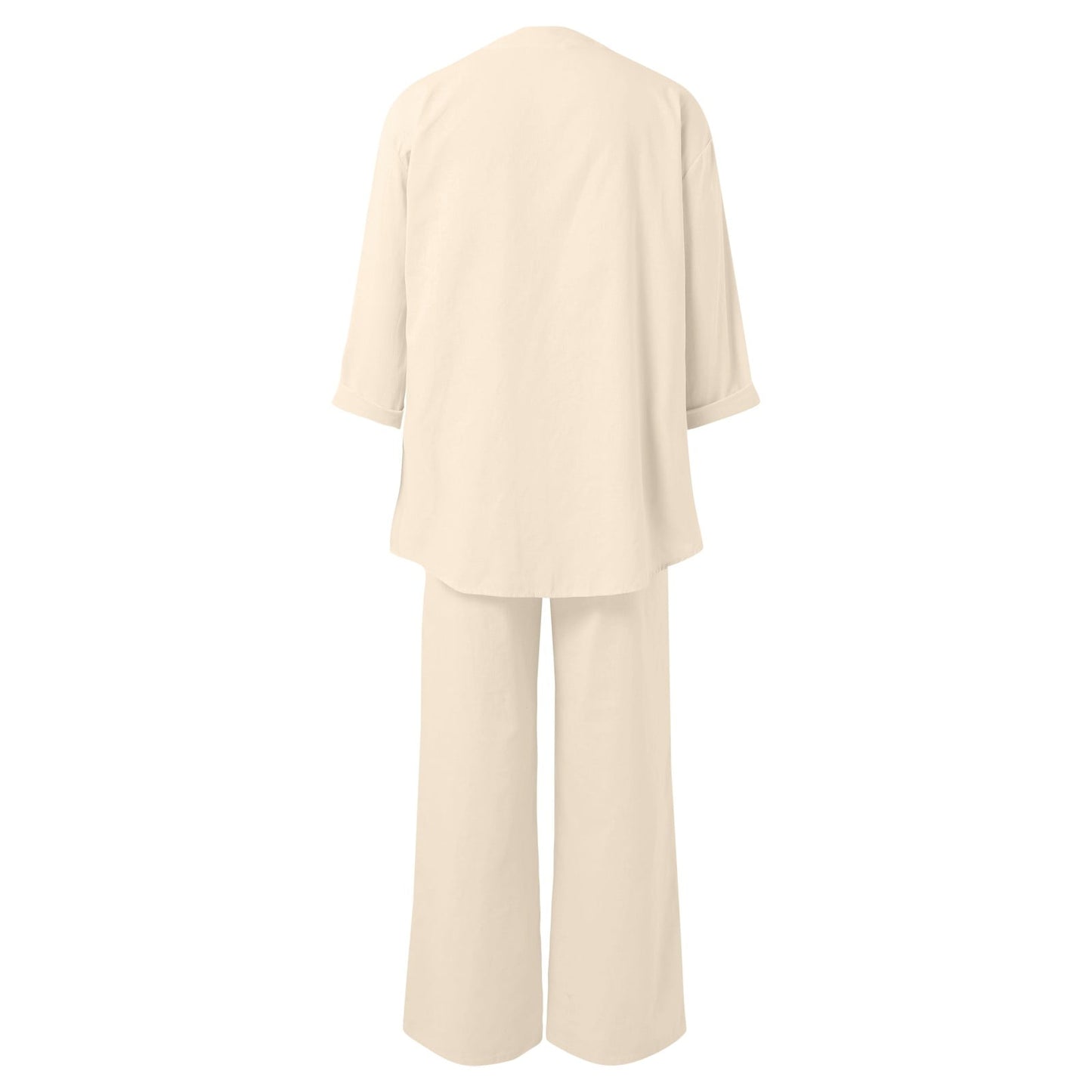 Women's Two Piece 2025 Lapel Long Sleeved Shirt Spring Summer Casual Solid Pants Wide Leg Two Piece Suit Women's Fashion Business Suit Two Piece Pants Set Women Trousers Suit Outfits for Women Girls