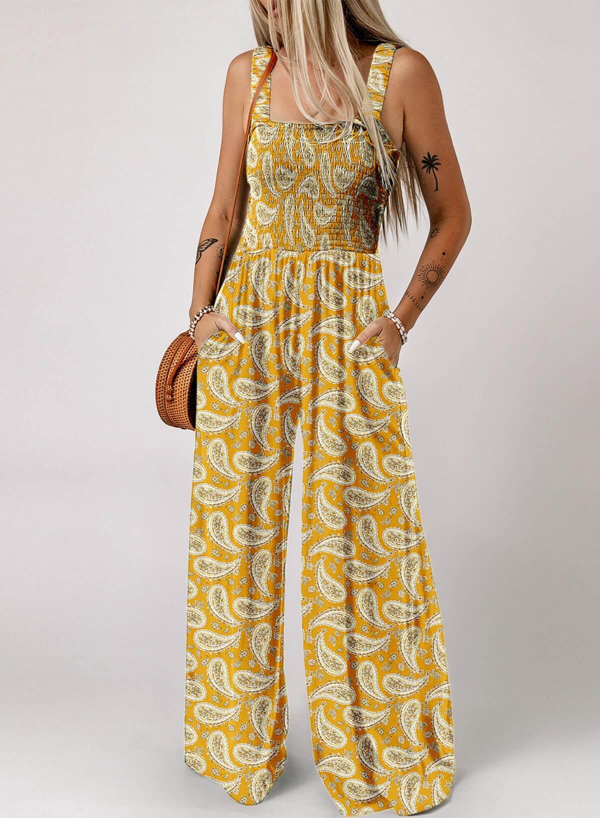 🔥Women's Sleeveless Jumpsuit with Pockets and adjustable straps/🎯Made in USA