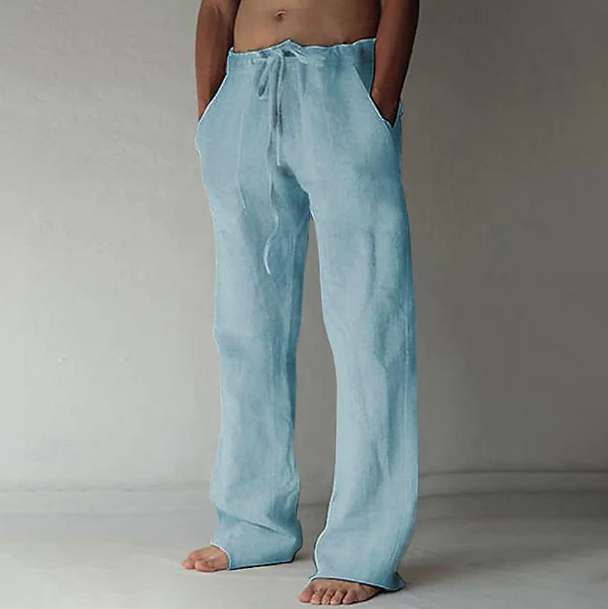 Men's Trousers Summer Pants Baggy Pants Beach Pants Casual Pants Drawstring Front Pocket Straight Leg Plain Comfort Soft Full Length Yoga Holiday Beach Fashion Hawaiian