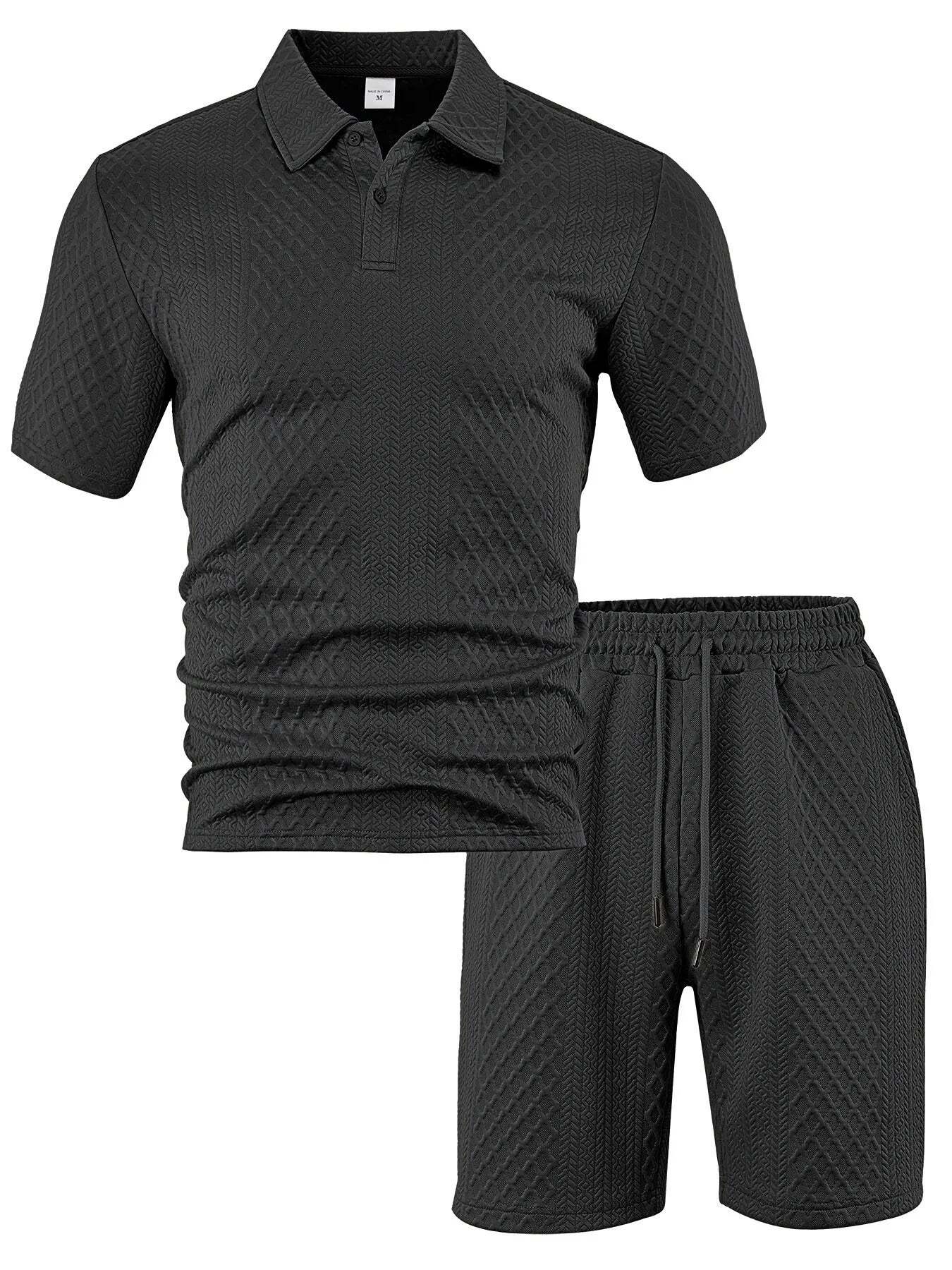 7 Packs Men's casual sports lapel jacquard texture polo shirt set