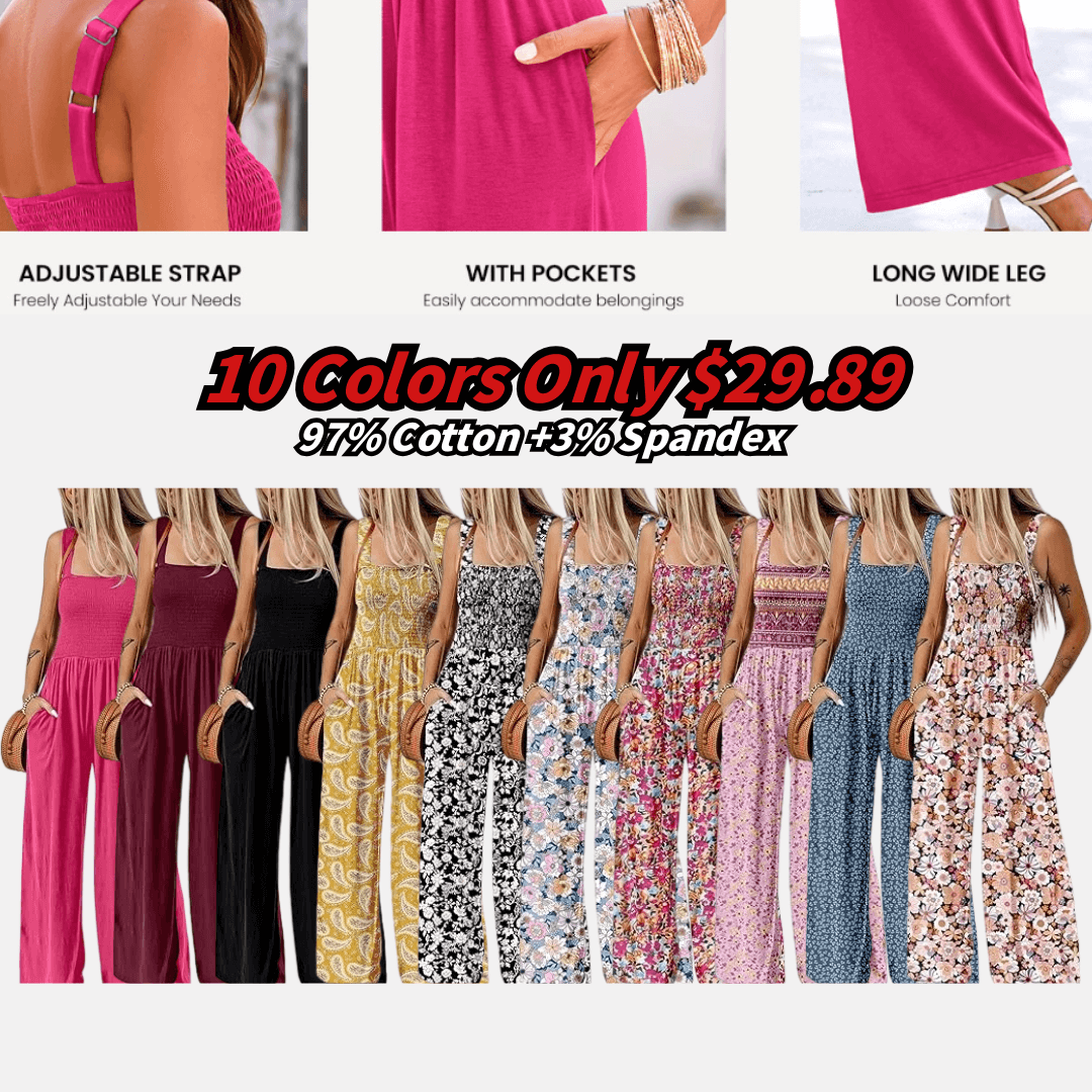 🔥Women's Sleeveless Jumpsuit with Pockets and adjustable straps/🎯Made in USA
