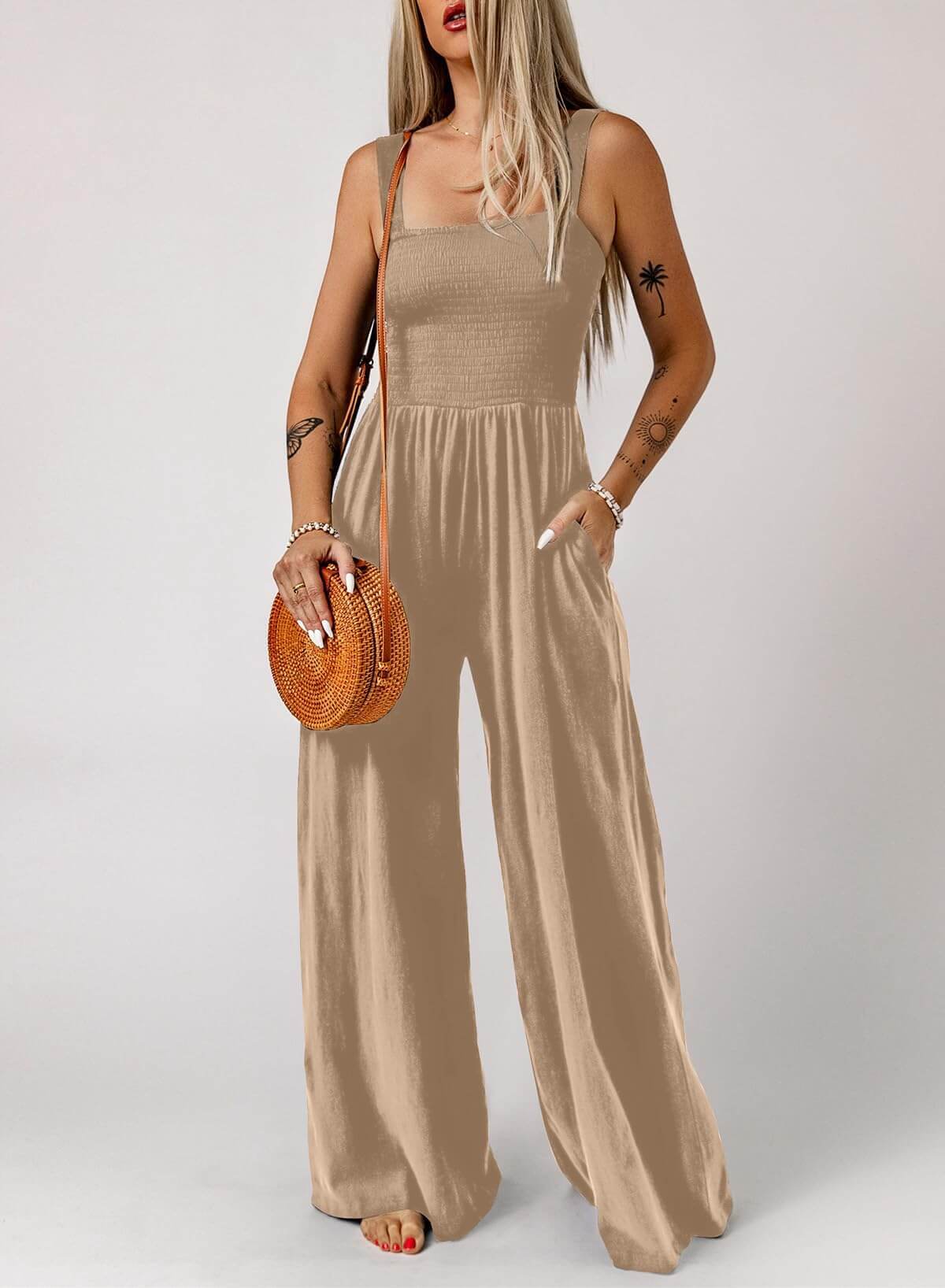 🔥Women's Sleeveless Jumpsuit with Pockets and adjustable straps/🎯Made in USA