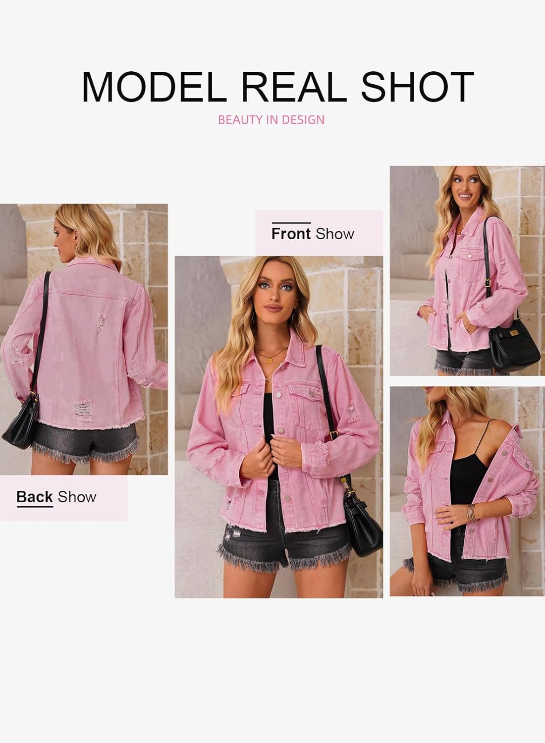 Womens Boyfriend Washed Crop Denim Jean Jacket Coat