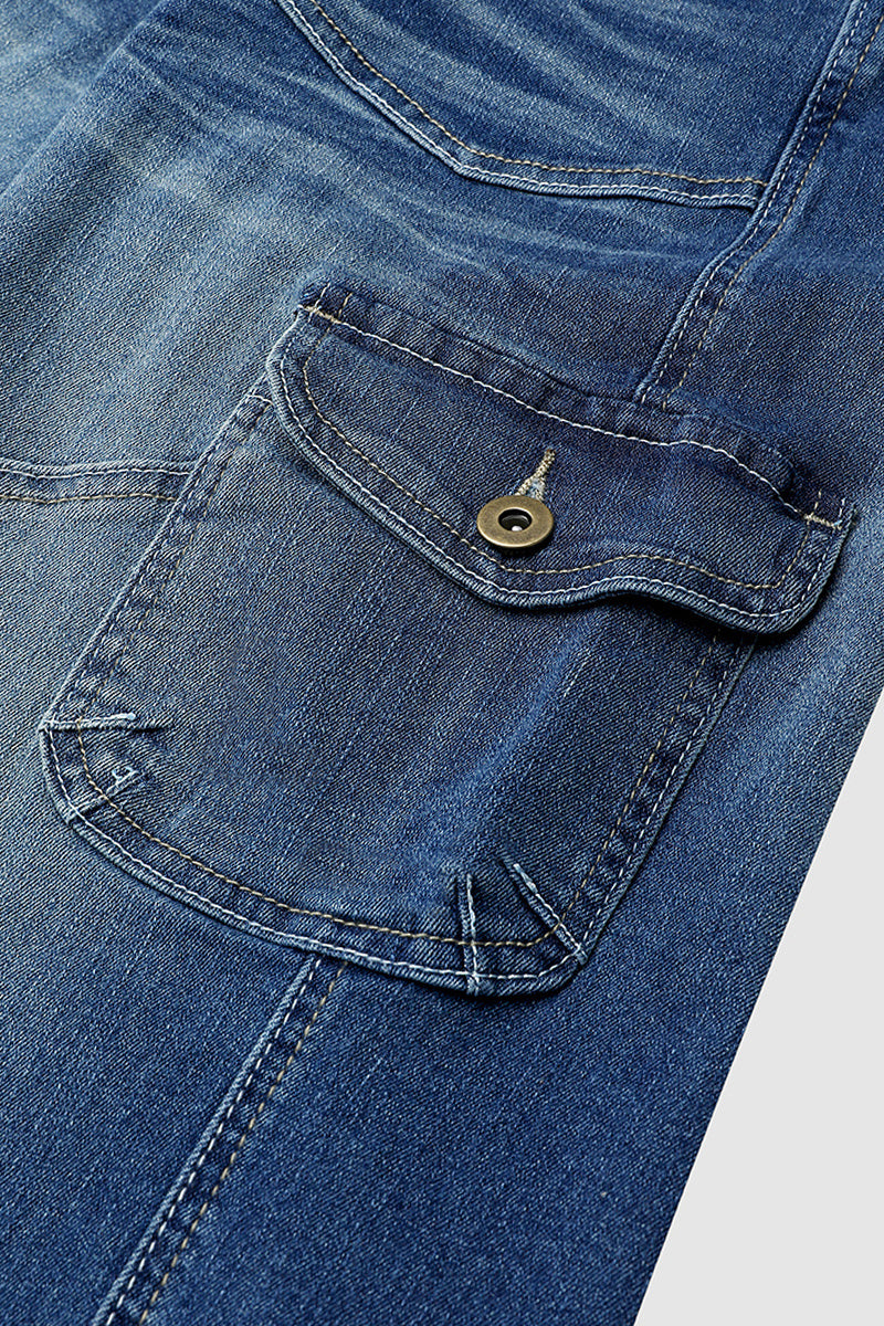 🔥Flap Pocket Roll Hem Denim Bermuda Shorts Without Belt