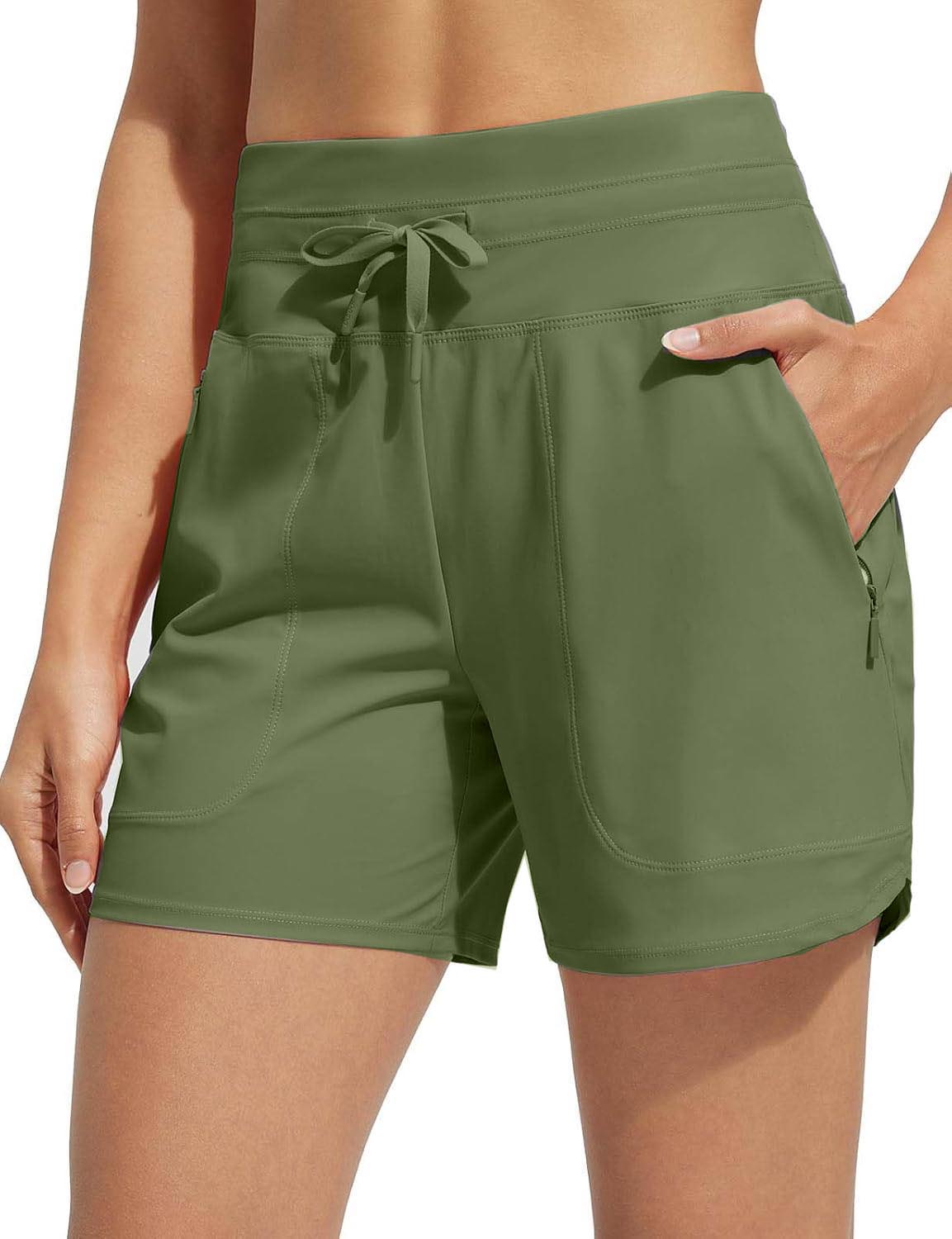 Women's 5" Swim Board Shorts High Waisted Quick Dry Swimsuit Swimming Bottoms
