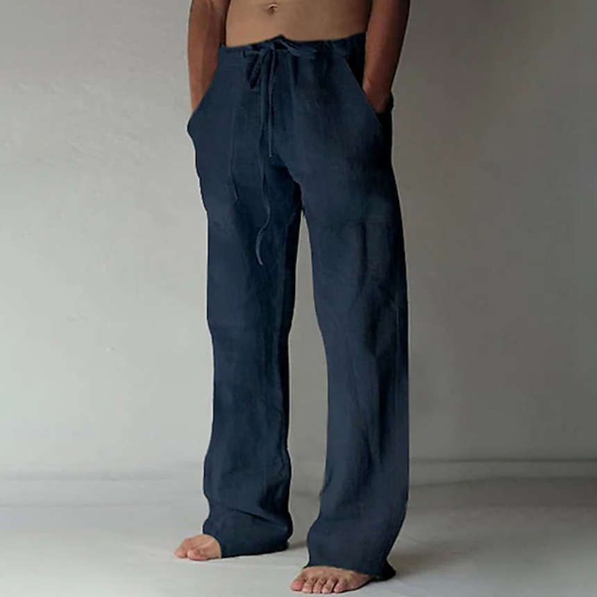 Men's Trousers Summer Pants Baggy Pants Beach Pants Casual Pants Drawstring Front Pocket Straight Leg Plain Comfort Soft Full Length Yoga Holiday Beach Fashion Hawaiian