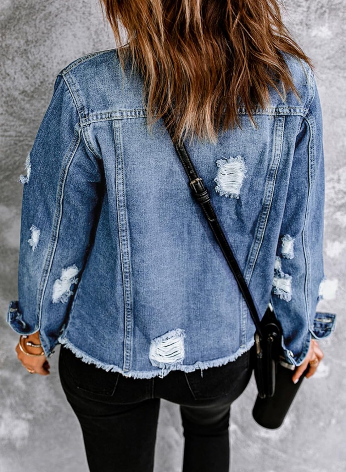 Womens Boyfriend Washed Crop Denim Jean Jacket Coat