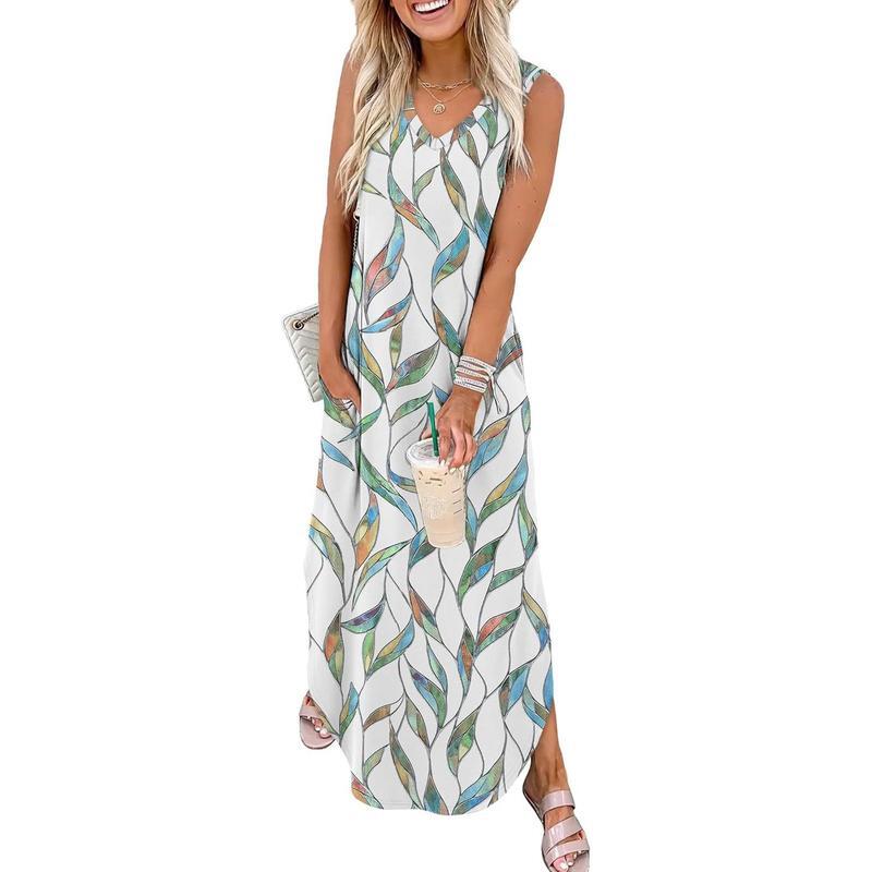 Summer Dresses Maxi Dress Vacation Beach Sundresses 2025 with Pockets Womenswear Flowy
