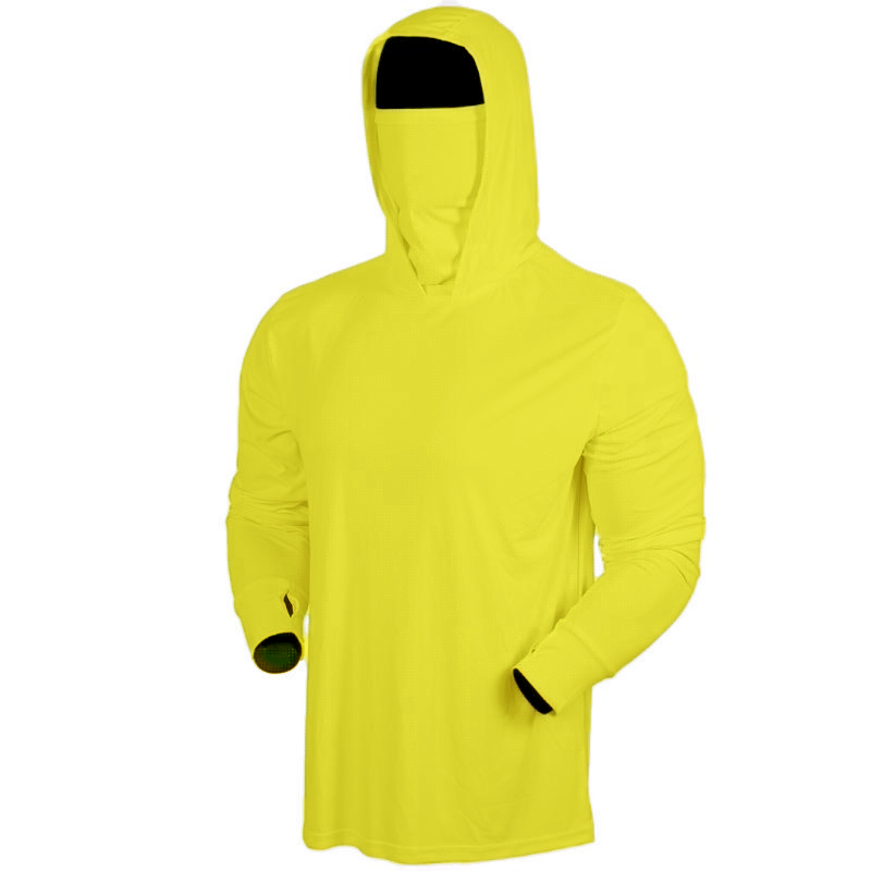 Men’s UPF 50+ Sun Protection Hooded Shirt with Integrated Face Cover